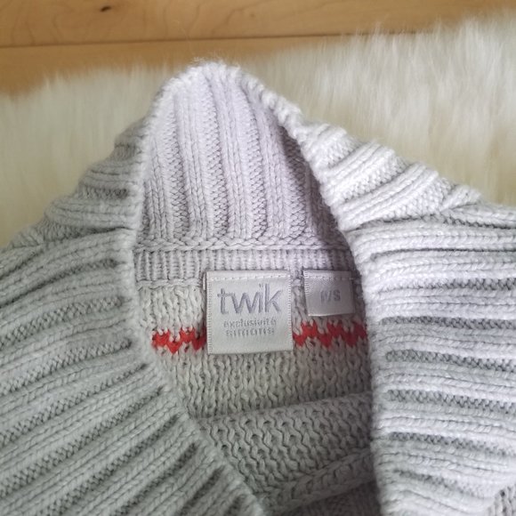 Simons | Abstract pattern oversized knit sweater gray S/P - Picture 5 of 10